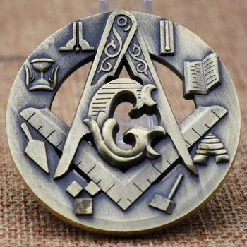 Металлическая выдолбленная медаль, масонские рельефные поделки, большая монета 50 мм * 6 мм