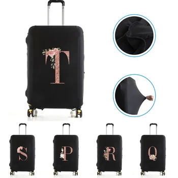 Эластичный защитный чехол для багажа Подходит для 18-32-дюймовых чехлов для сумок и чемоданов из розового золота с буквенным названием и рисунком на тележке