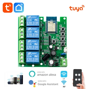 1/2/4-Канальный Модуль Tuya WiFi Smart Home Relay Switch Модуль Постоянного Тока 7-32 В 85-250 В Голосовое Управление Самоблокирующаяся Работа С Google Home Alexa