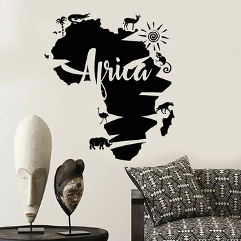 Виниловая Наклейка На Стены Абстрактная Африка Карта Континента Африканские Животные Наклейки На Стены Украшение Дома Гостиная Офис Класс Y804
