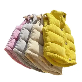 Осенне-зимний жилет для мальчиков и девочек, теплый утепленный жилет, модная вельветовая верхняя одежда, детская куртка без рукавов, хлопковые жилеты
