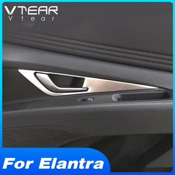 Внутренняя дверная ручка автомобиля Vtear, Крышка чаши, Наклейка для внутренней дверной рамы, Аксессуары для интерьера Hyundai Elantra 2021