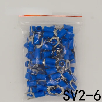 SV2-6 Синий изоляционный разъем Furcate, кабельный разъем, соединитель для проводов, 100 шт./Упак. SV2.5-6 SV