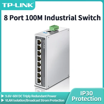 TP-Link 8-портовый 100-метровый Промышленный Коммутатор Ethernet 100Base-T Switcher DIN-рейка Настенный Корпус Из алюминиевого сплава 2K MAC TL-SF1008