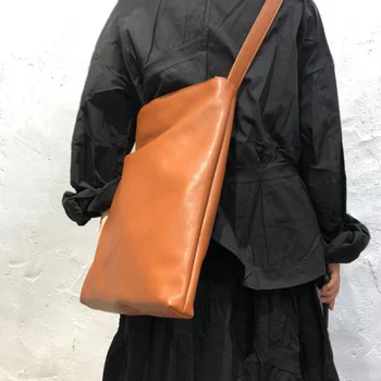 Сумка большого размера, винтажная кожаная сумка-тоут Baotou, сумка через плечо из воловьей кожи, модная сумка для покупок, роскошная женская сумка для путешествий на выходные
