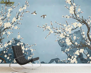 бэйбехан Пользовательские 3D обои фреска неоклассическая новая китайская ручная роспись сливовый фон для телевизора обои papel de parede