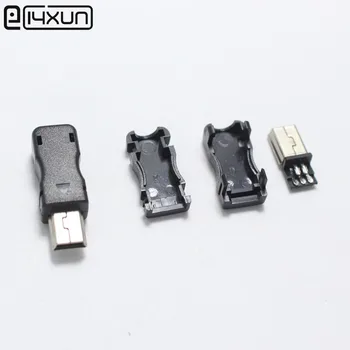 10 комплектов штекерных разъемов Mini USB с 5-контактным портом T, черная пластиковая крышка для различных зарядных кабелей DIY