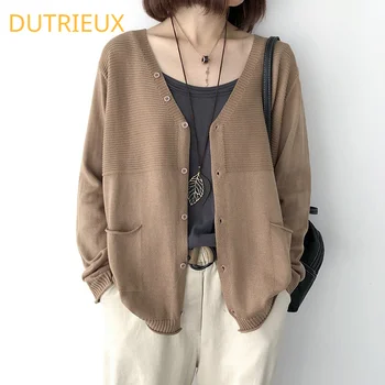 DUTRIEUX 2022 Новый осенний женский кардиган, повседневный свитер с длинным рукавом, кардиган, Элегантные осенние свитера