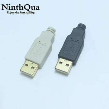 1/2 / 5ШТ Тип A Мужской USB 4Pin Штекерный разъем DIY Тип Припоя USB-Разъем для зарядки Комплекты Позолоченных Головок Из Четырех частей
