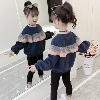Толстовка для маленьких девочек, детская осенне-зимняя одежда, детские топы, свитер для девочек, футболка с длинными рукавами 110160