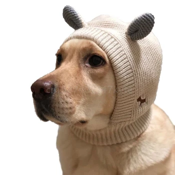 Забавная шапочка для домашних животных, костюм для собаки, теплая шапочка для ушей, вязаный флисовый головной убор