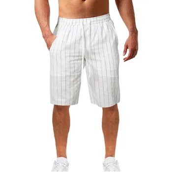 Новые летние модные шорты в полоску, мужские высококачественные повседневные шорты с эластичной резинкой на талии, мужские шорты, пляжные шорты