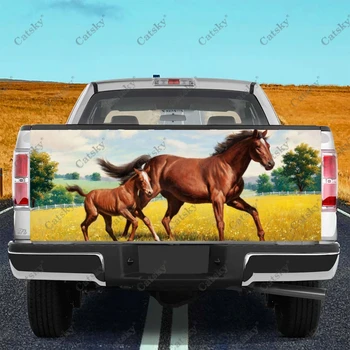 Наклейка с принтом степной лошади для защиты хвоста автомобиля, багажника, наклейка на кузов автомобиля, украшение автомобиля для внедорожника, универсального пикапа