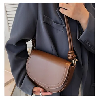 2023 Осенне-зимняя роскошная женская сумка через плечо, винтажные женские седельные сумки, сумка через плечо из искусственной кожи, однотонные сумки-портмоне для женщин