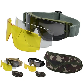 Тактические очки, Страйкбольные очки, Противотуманные военные очки, Баллистические защитные очки для стрельбы, охоты с камуфляжной коробкой для очков