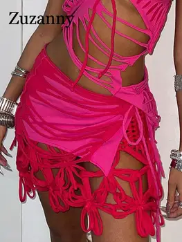 Сексуальные суперкороткие юбки Zuzanny Carnival с пляжным вырезом, женская одежда, модные мини-юбки в стиле пэчворк, тонкие юбки с низкой талией, Лето 2023 г.