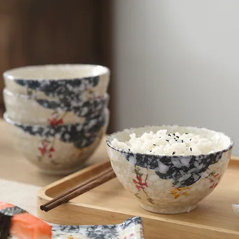 Цветная керамическая миска Посуда в японском стиле Рисовая миска Бытовая миска Кухонная посуда Маленькая миска для супа Миска для хлопьев