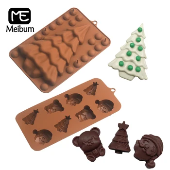 Meibum Sweety Инструменты для выпечки Рождественская елка Медведь Дизайн Санта Клауса Формы для шоколада Силиконовые формы для конфет Формы для выпечки десертов
