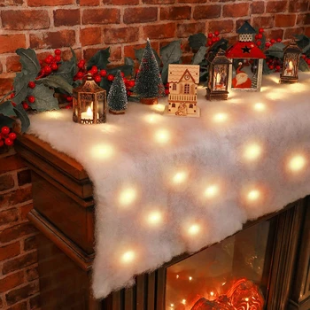 Белая плюшевая мебельная ткань с легким рождественским декором для дома, одеяло из искусственного снега, Фон для фото, Шерстяная скатерть для стола