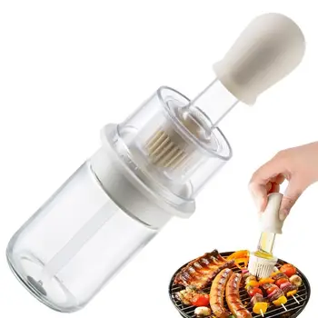 Прозрачный дозатор масла с кисточкой, видимый дозатор соевого соуса, кухонный контейнер для масла, бытовая встроенная стеклянная бутылка для масла