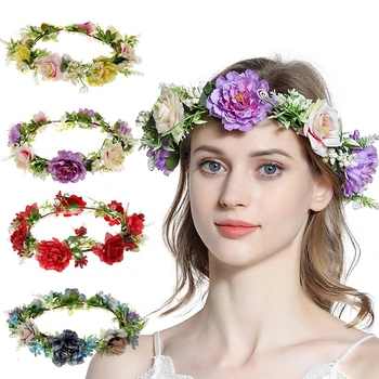 Свадебные эстетические украшения в виде венка, имитирующие селфи, Аксессуары для волос с цветами, Модный головной убор с розами