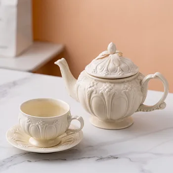 Кофейные чашки в стиле ретро-дворца с британским рельефом, простая кружка, Послеобеденный чайный сервиз, креативная керамическая чашка, чайник, кухонная посуда