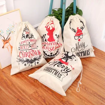 Рождественские сумки Большого размера, 1 шт., Мешки Санта-Клауса, Веселого Рождества, Рождественской вечеринки, Счастливого Нового года, украшения своими руками, пакеты для подарков